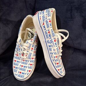 Vans Kids' White and Blue 'I Love My Vans' Sneakers